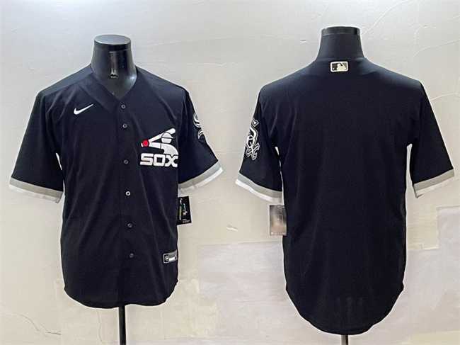 Men%27s Chicago White Sox Blank Black Cool Base Stitched Jersey->chicago white sox->MLB Jersey
